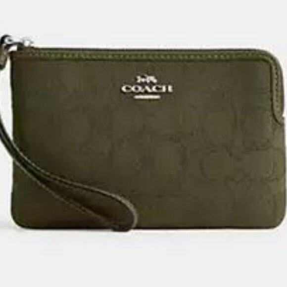 Coach Olive Canvas Wristlet NWT - Picture 2 of 2